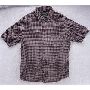 Woolrich Shirt Men's Medium Black Gray Red Outdoor Cotton Gingham Checked